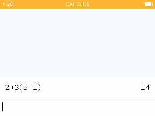 Résultat 14 pour 2+3×(5−1) sur NumWorks