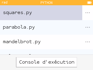 Liste des scripts Python par défaut sur NumWorks